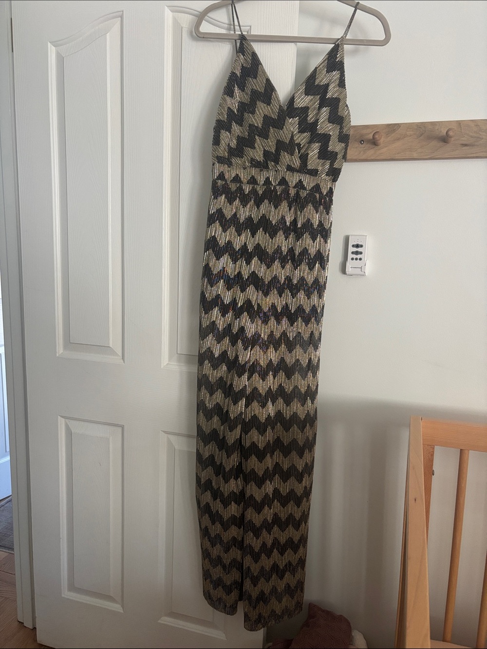 ASTR The Label Metallic Chevron Jumpsuit